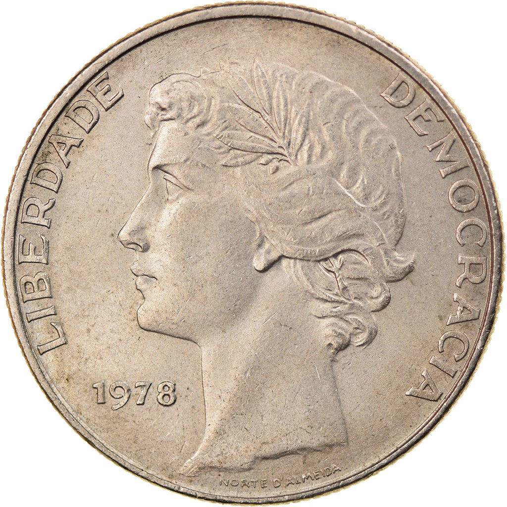 Pièce de 25 Escudos du Portugal | Tête de la République | KM607 | 1977 - 1978