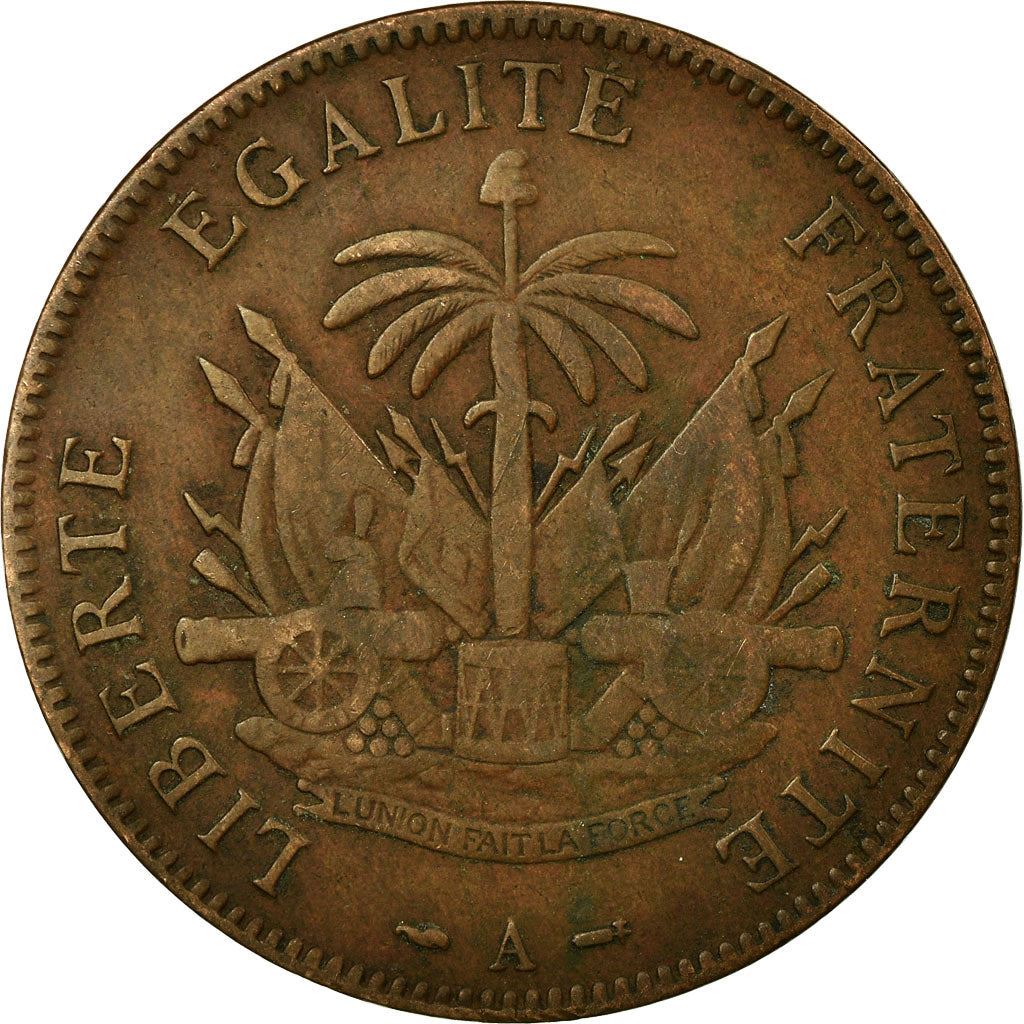 Haiti | 2 Centimes Coin | Palm Tree | Cannon | Km:49 | 1886 - 1894
