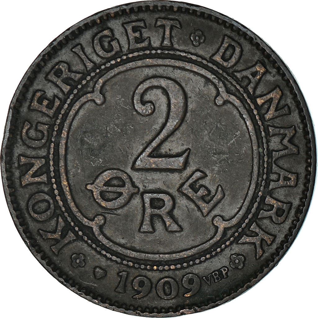 Denmark | 2 Ore Coin | Monogram | Km:805 | 1907 - 1912