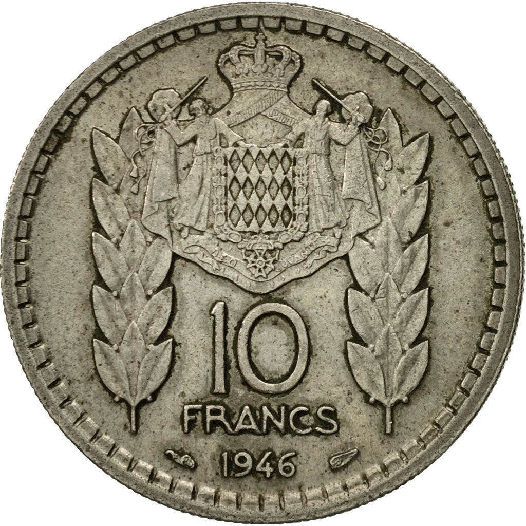 Monaco | 10 Francs Coin | Louis II | Km:123 | 1946