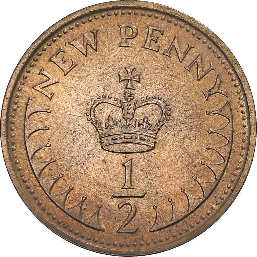 United Kingdom | 1/2 New Penny Coin | Elizabeth II | Km:914 | 1971 - 1981