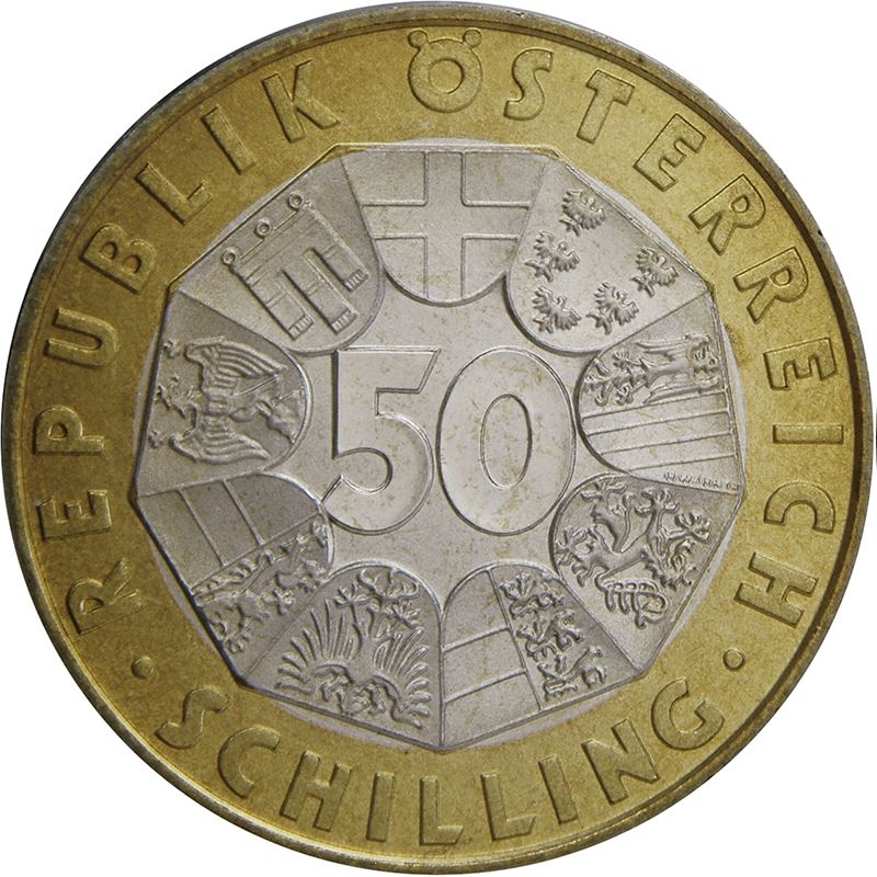 Austria 50 Schilling Coin | Austrian EU Presidency | KM3050 | 1998