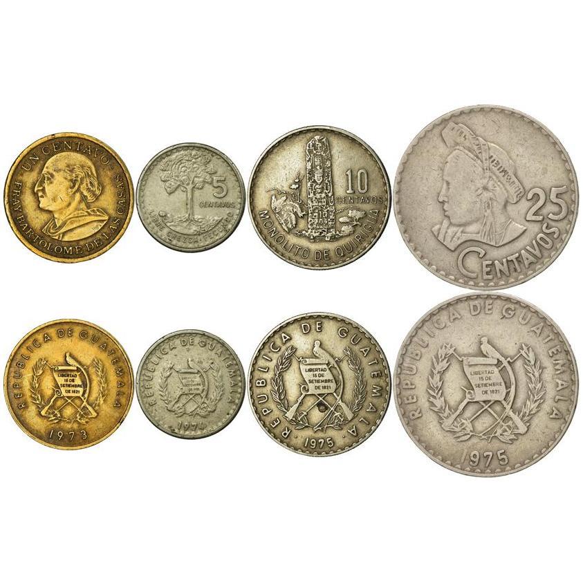 Guatemala | 4 Coin Set | 1 Centavo 5 10 25 Centavos | 1971 - 1977