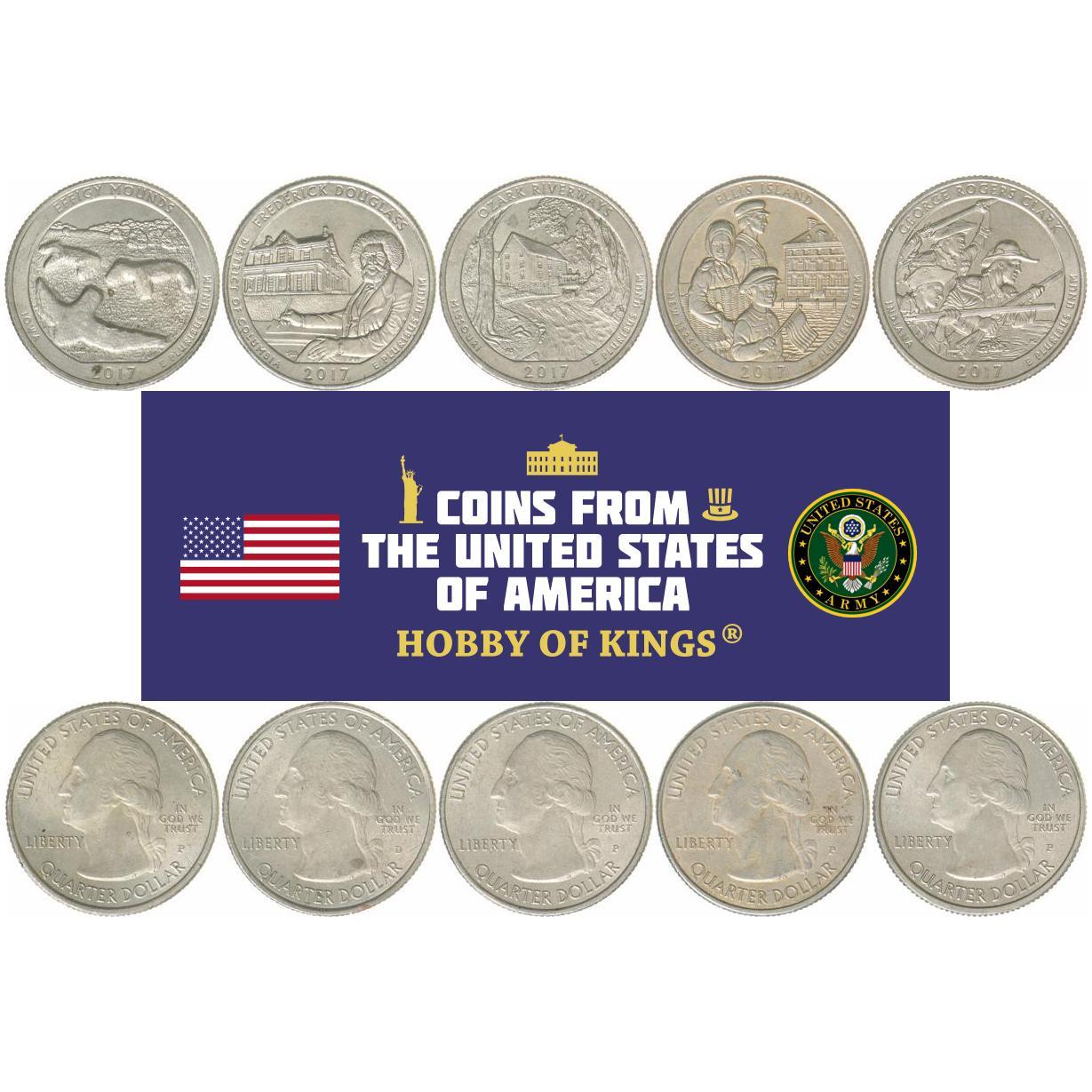 USA | 5-myntsæt | 1/4 dollar | 2017