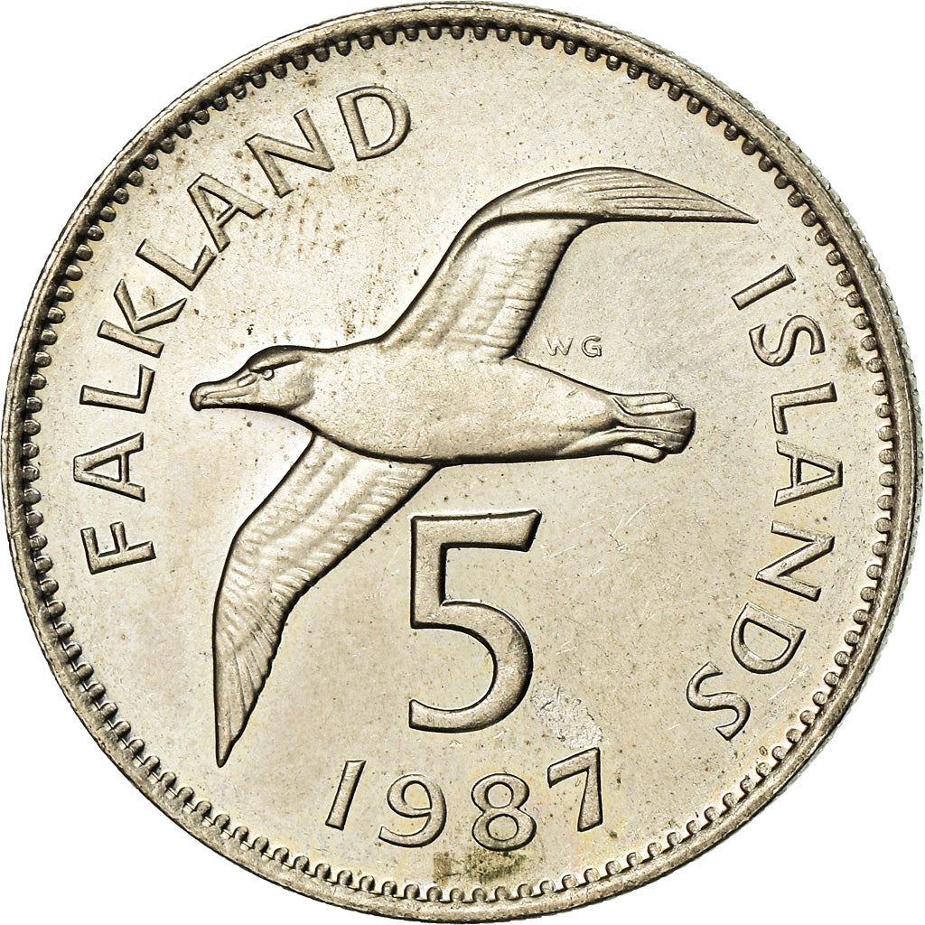 Falkland Islands | 5 Pence Coin | Black-browed albatross | Km:4.1 | 1974 - 1992