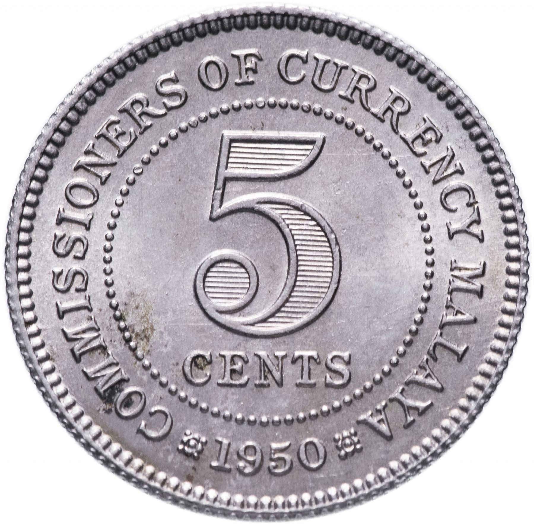 Malaya | 5 Cents Coin | George VI | Km:7 | 1948 - 1950