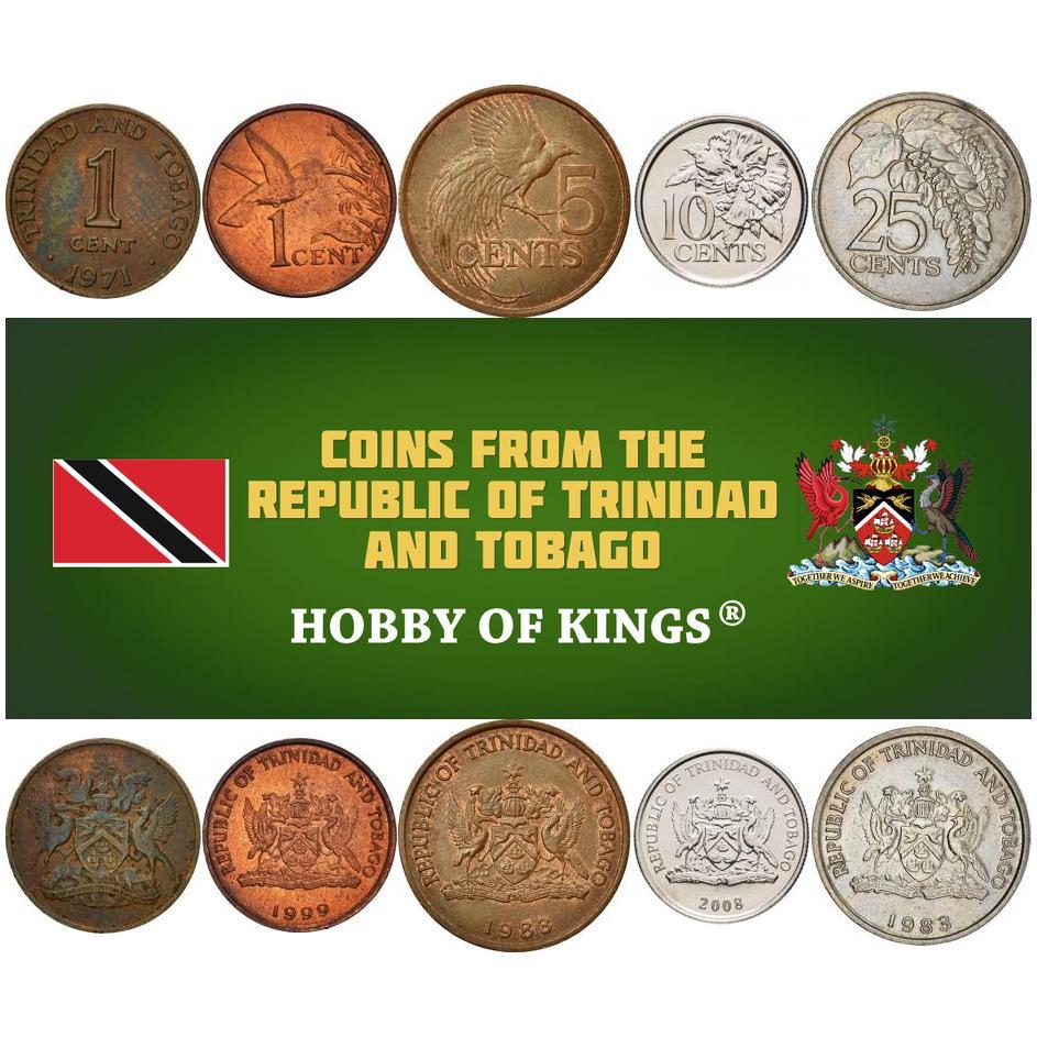 5 Mixed Coins From Trinidad & Tobago | 1966 - 2023
