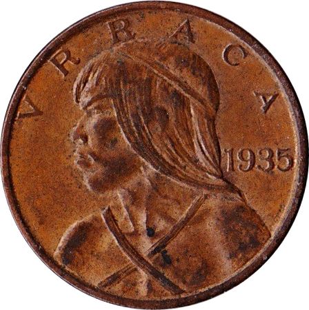 Panama 1 Centesimo Coin | Chief Urraca | KM14 | 1935 - 1937