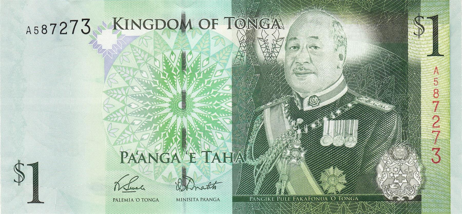 Tonga | 1 Pa'Anga Banknote | 2009 | King Tupou V | Whale | Ocean