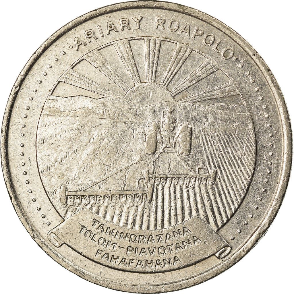 Madagascar | 20 Ariary Coin | Star | Tractor | Farmer | Km:14 | 1978