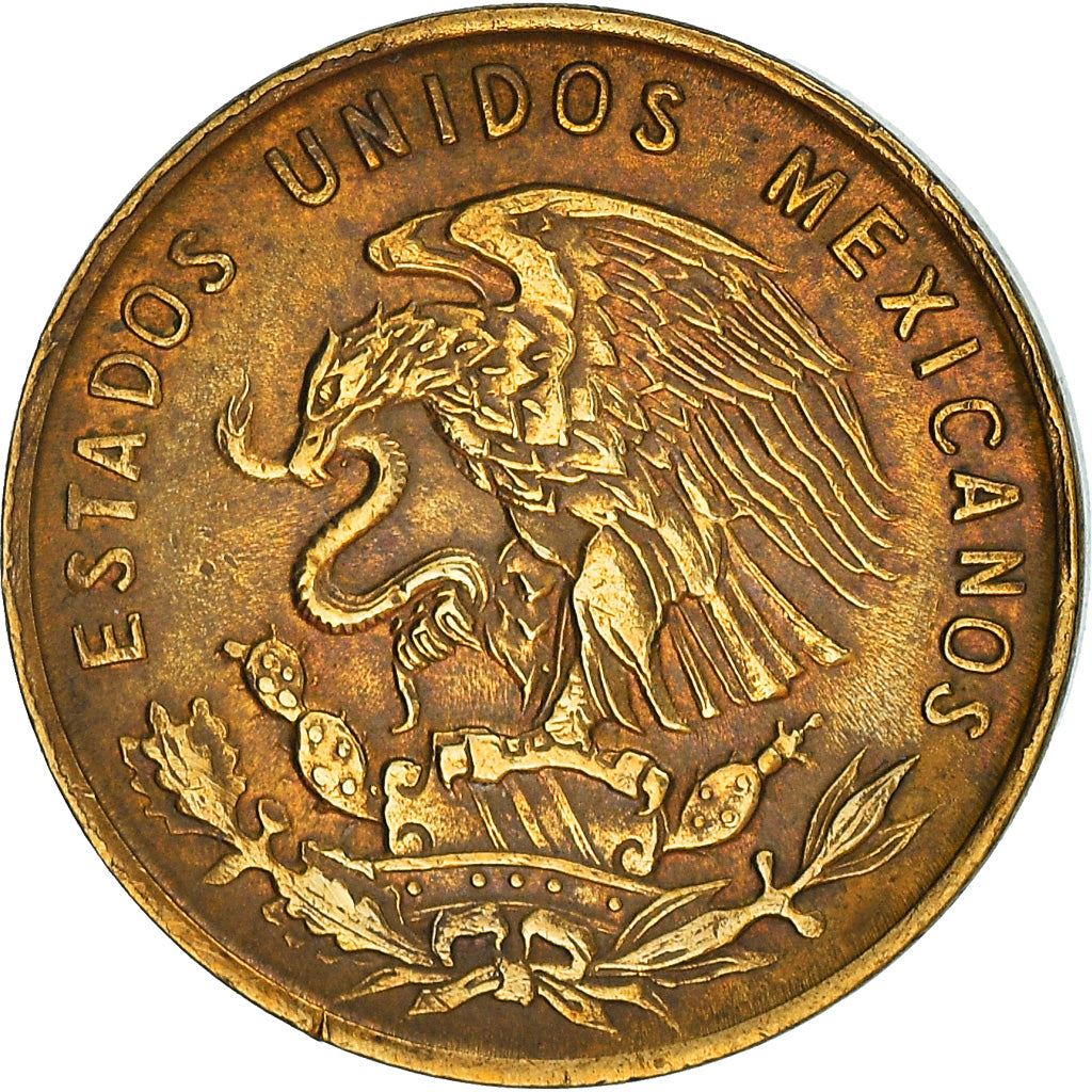 Mexico 1 Centavo Coin | National Mexico arms | Wheatear | KM417 | 1950 - 1969