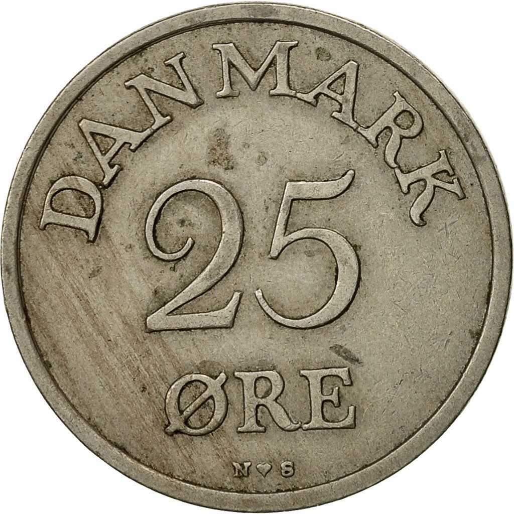 Denmark | 25 Ore Coin | Monogram | Km:842 | 1948 - 1960