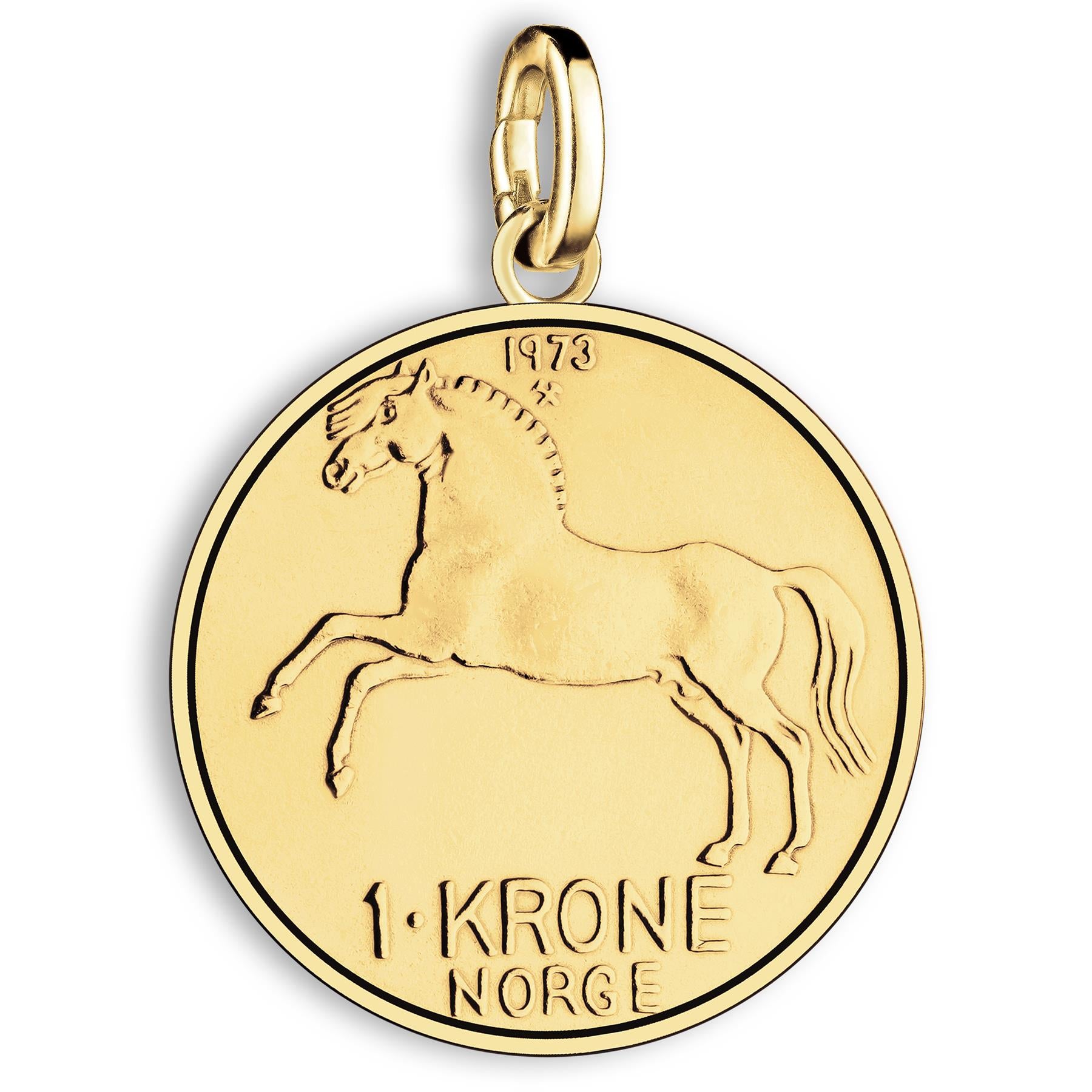 Norwegian 1 Krone Coin Charm | 925 Sterling Silver 18K Gold Plated | 1958 - 1973