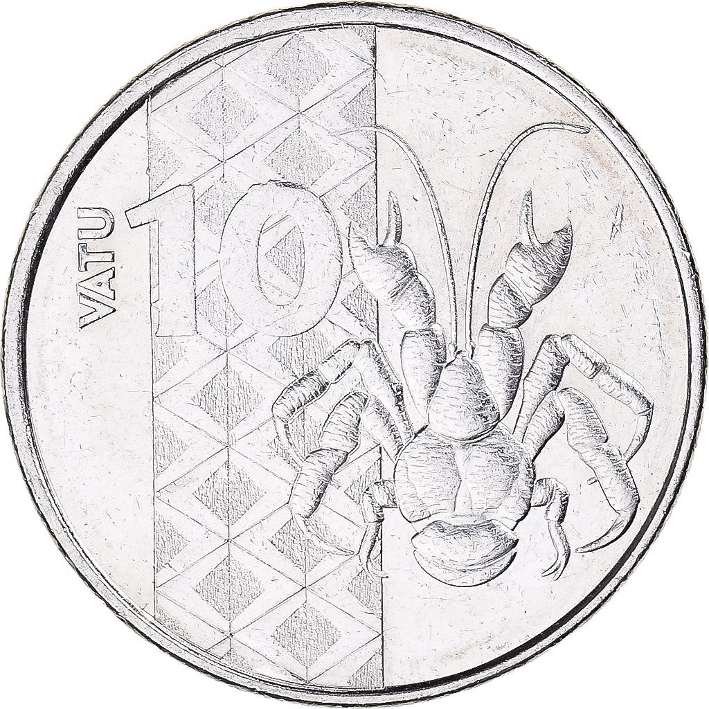 Vanuatu | 10 Vatu Coin | Melanesian Warrior | Coconut Crab | KM:128 | 2015 - 2023