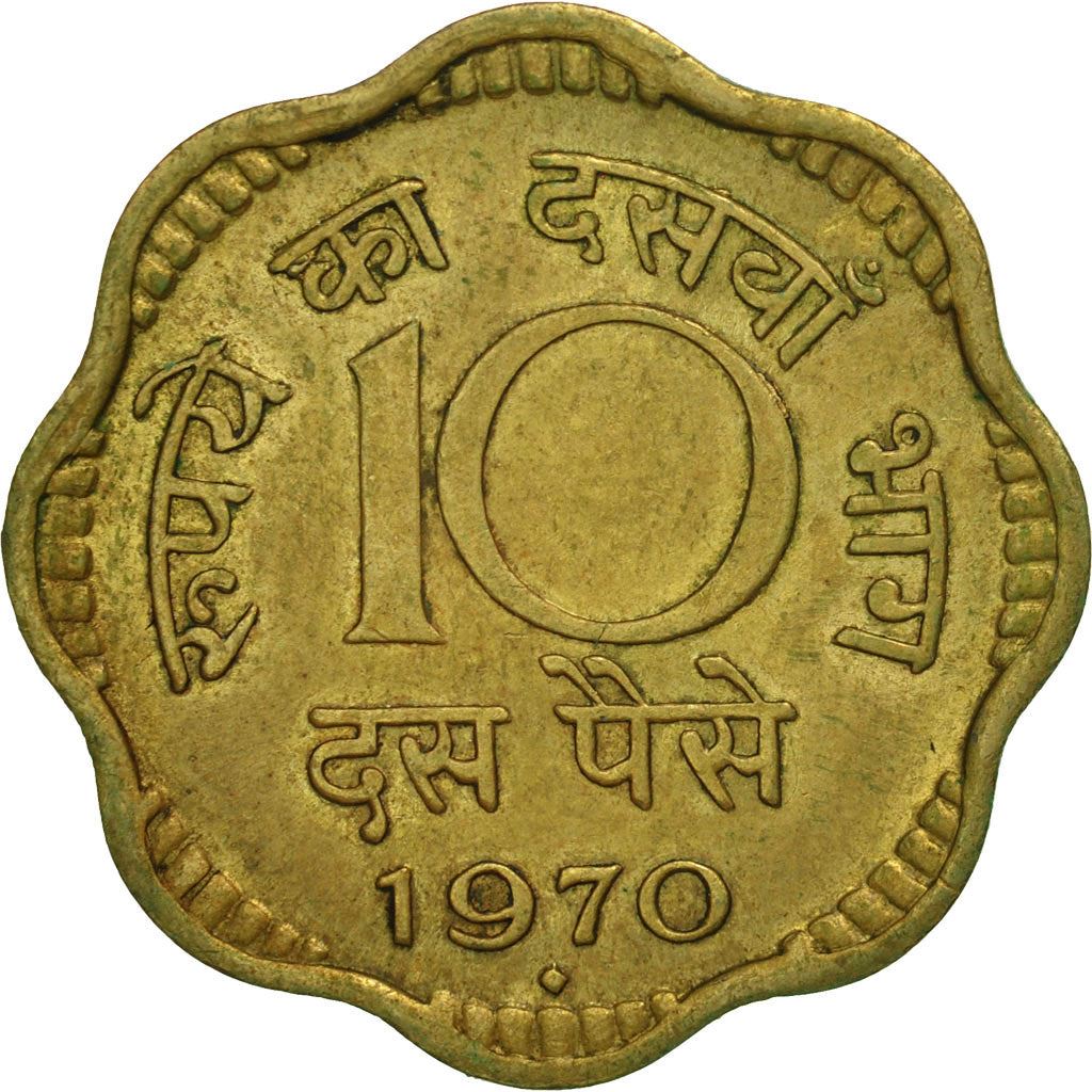 India | 10 Paise Coin | Ashoka Lion | Km:26.1 | 1968 - 1971