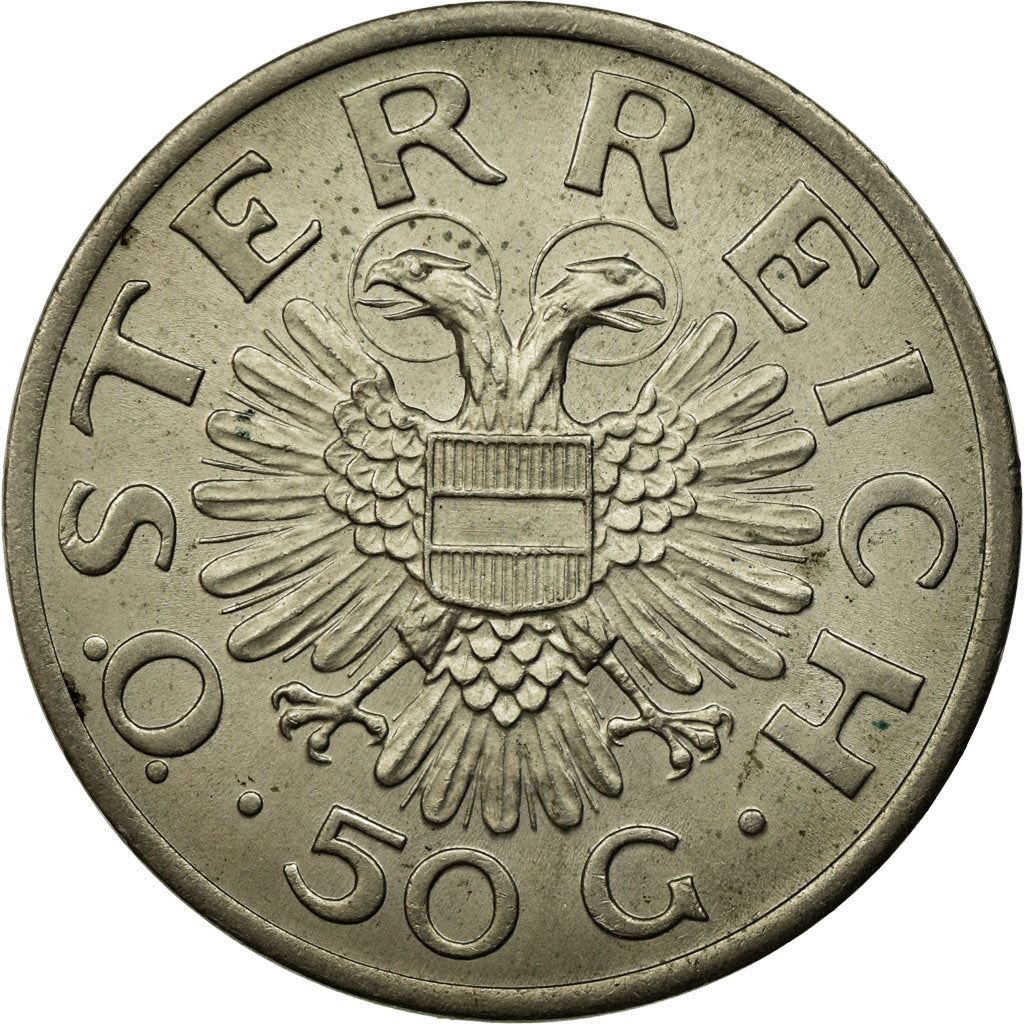 Austria | 50 Groschen Coin | Copper-nickel | Double-headed eagle | KM:2854 | 1935 - 1936