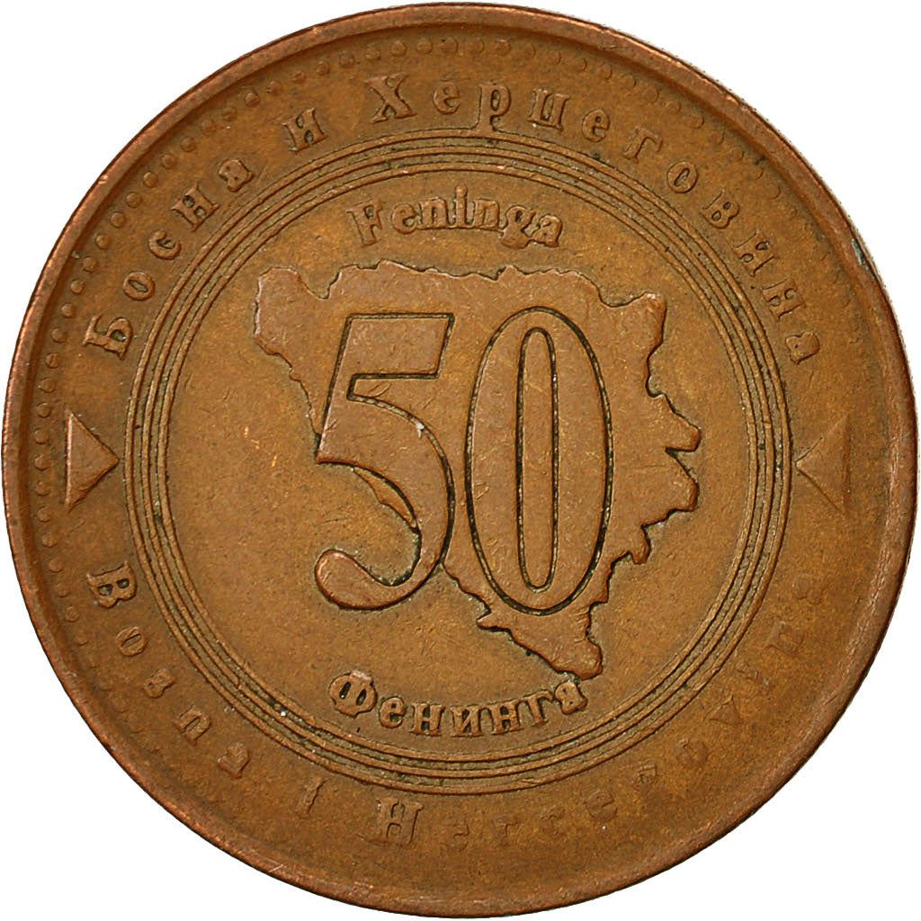 Bosnia and Herzegovina | 50 Feninga Coin | Map of Bosnia | Km:117 | 1998 - 2025