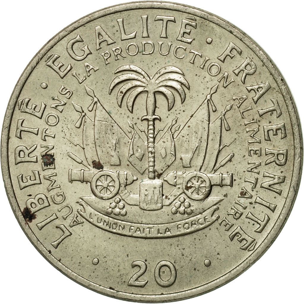 Haiti | 20 Centimes Coin | Jean-Claude Duvalier | Cannon | Km:100 | 1972 - 1983