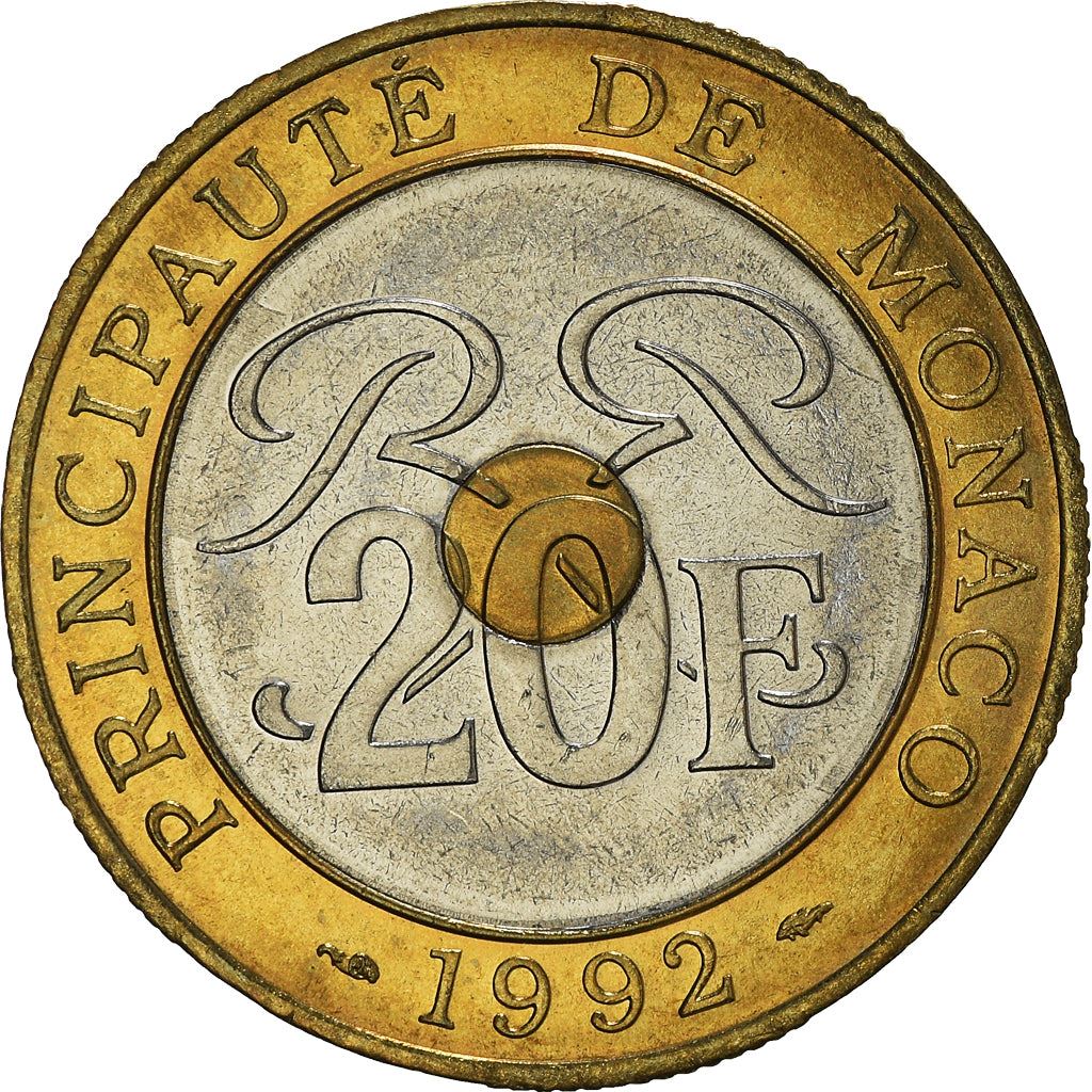 Monaco | 20 Francs Coin | Trimetallic | Palace | KM:165 | 1992-1997