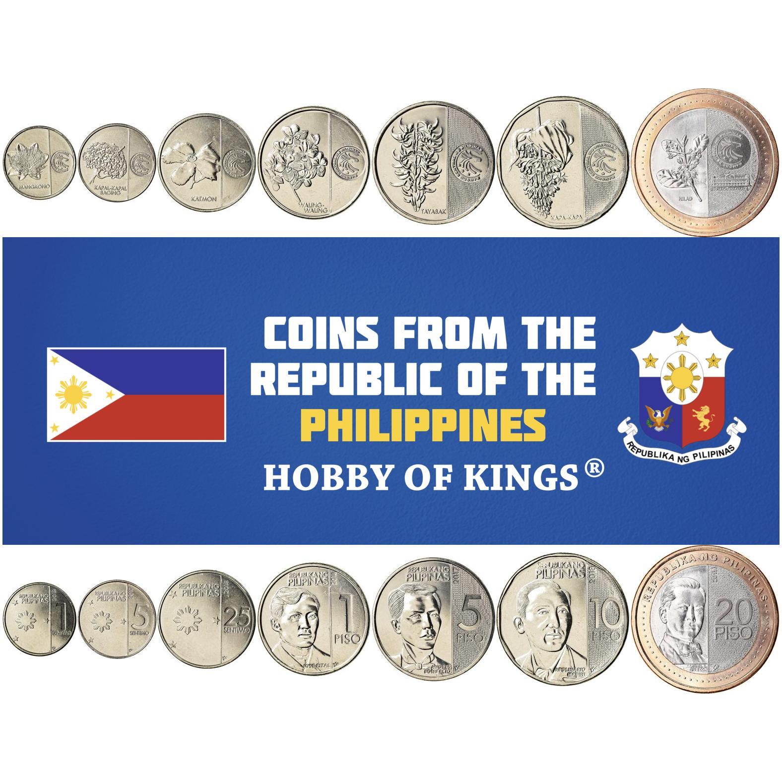 Philippines | 7 Coin Set | 1 5 25 Sentimos 1 5 10 20 Piso | 2017 - 2020