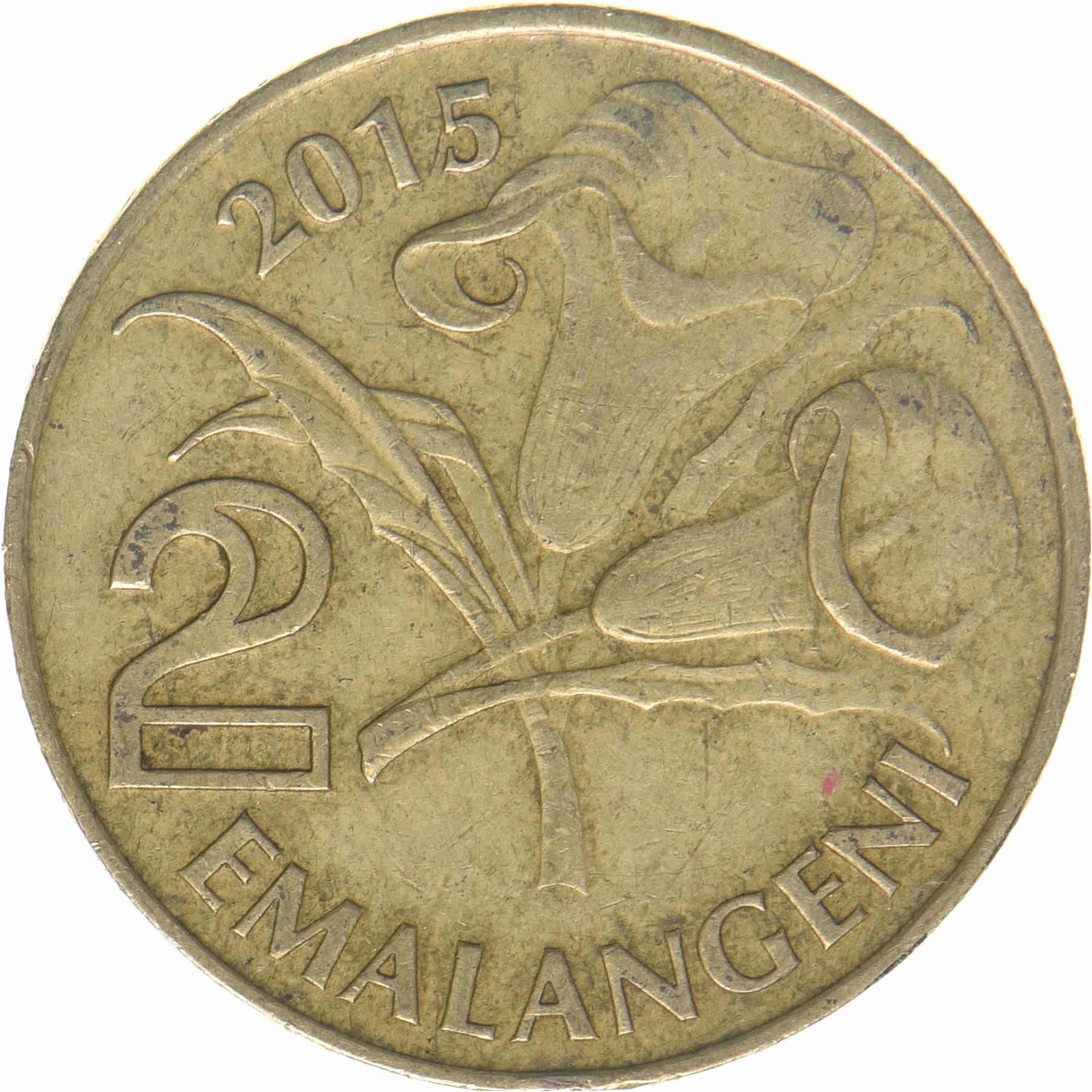 Kingdom of Swaziland | 2 Emalangeni Coin | King Mswati III | Lilies | KM:67 | 2015