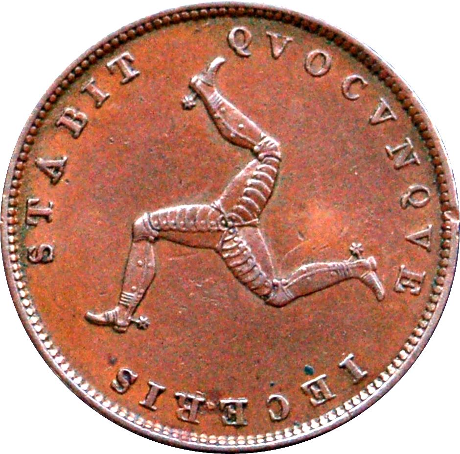 Isle of Man 1/2 Penny Coin | Victoria | Triskelion | KM13 | 1839 - 1860