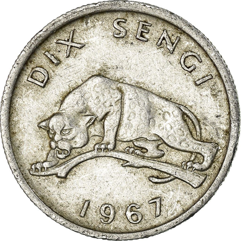 Congo-Leopoldville | 10 Sengi Coin | Leopard | Km:7 | 1967