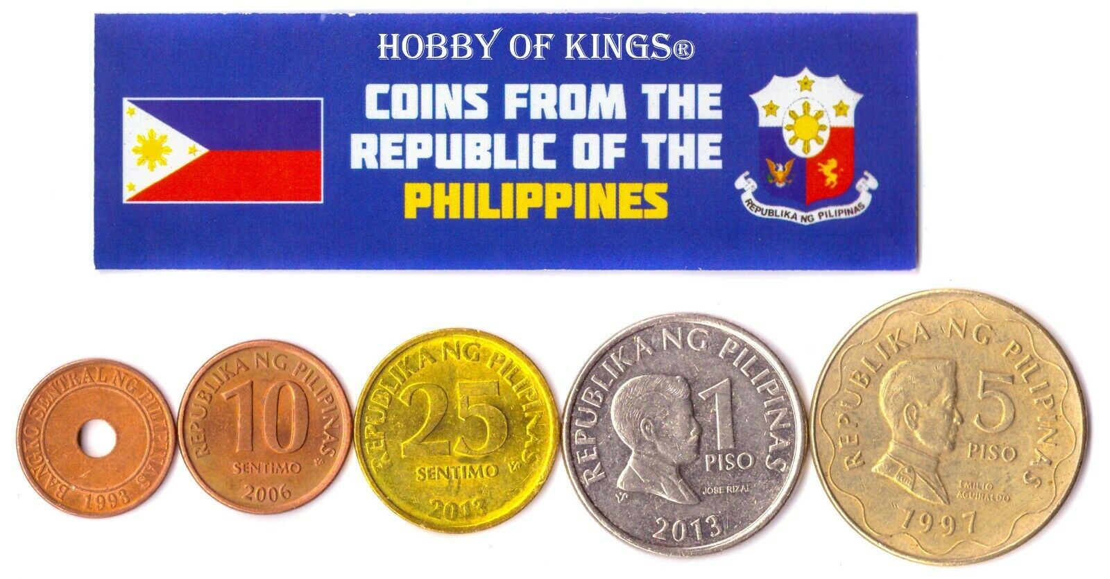 5 Mixed Coins From The Philippines | Sentimo - Piso | 1958 - 2021