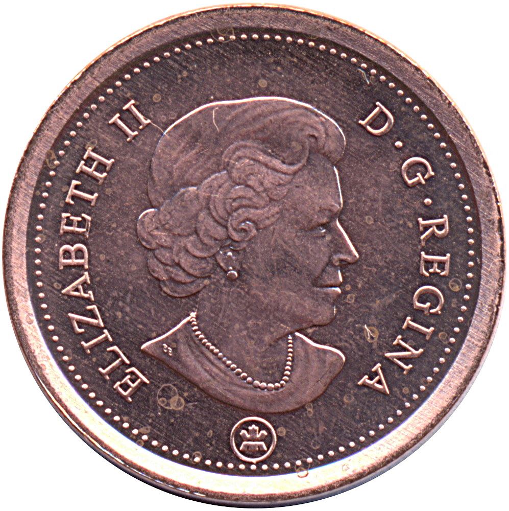 Canada | 1 Cent Coin | Copper plated zinc | 4th portrait; non-magnetic | KM:490 | 2003-2012