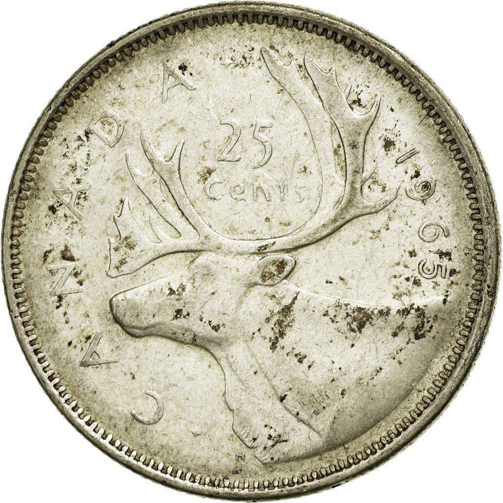 Canada | 25 Cents Coin | Silver | 2nd portrait | KM:62 | 1965-1966