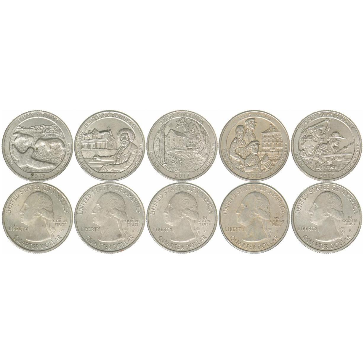 United States | 5 Coin Set | 1/4 Dollar | 2017