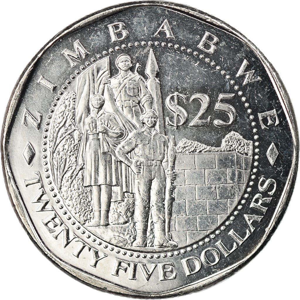 Zimbabwe | 25 Dollars Coin | Military Monument | Km:15 | 2003