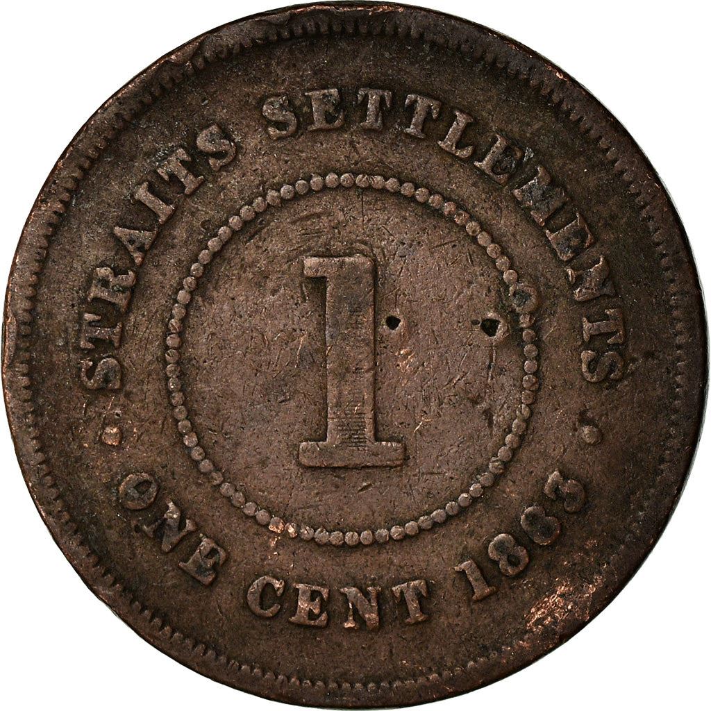 Straits Settlements | 1 Cent Coin | Queen Victoria | Copper | KM:9 | 1872-1883