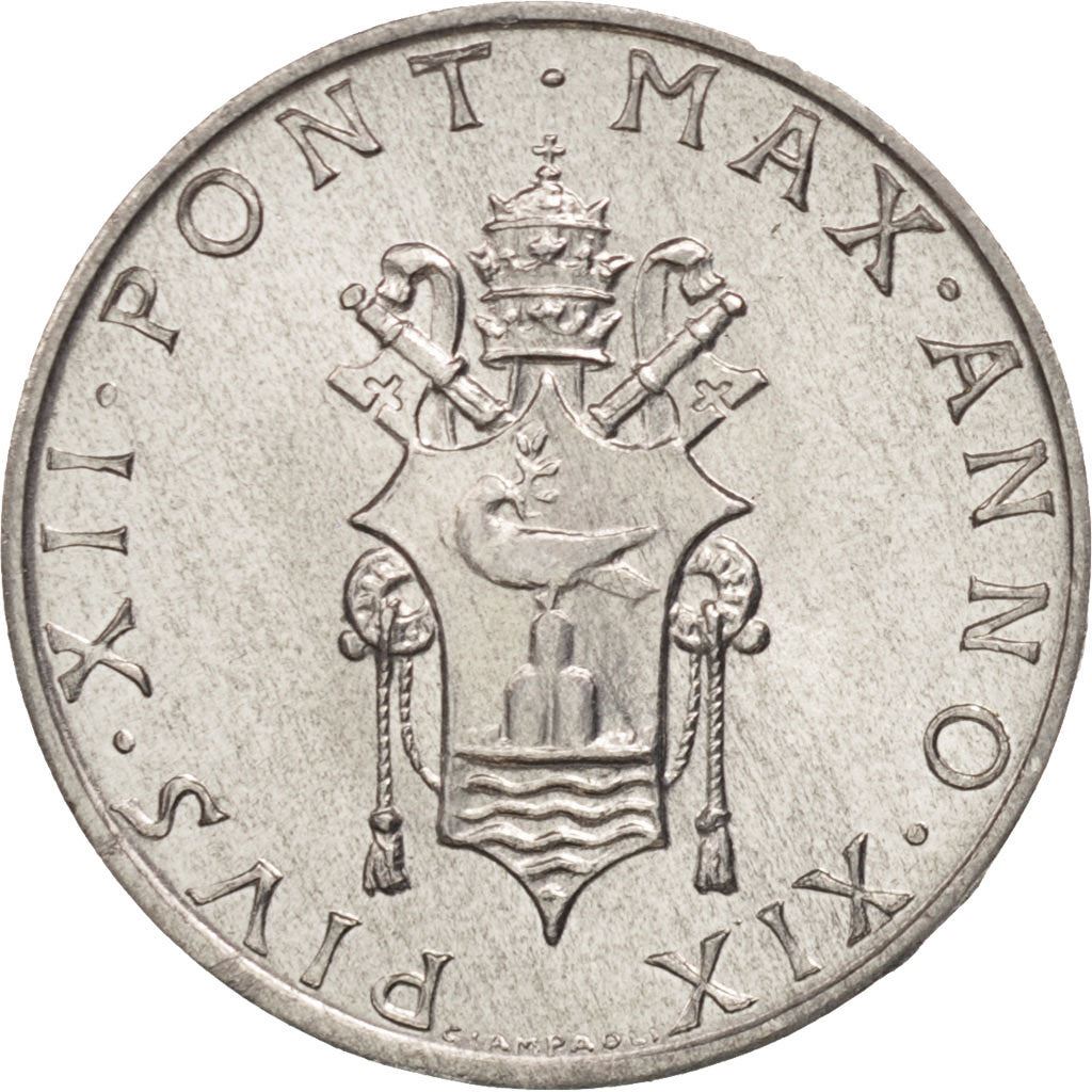 Vatican City | 1 Lira Coin | Pius XII | Km:49 | 1951 - 1958