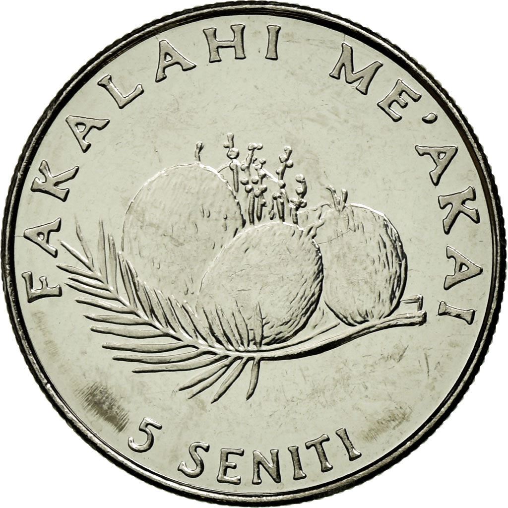 Tonga | 5 Seniti Coin | Hen | Chicken | Coconut | FAO | Km:68A | 2002 - 2005