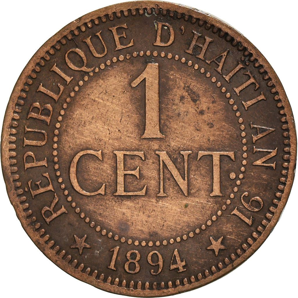Haiti | 1 Centime Coin | Palm Tree | Cannon | Km:48 | 1886 - 1895