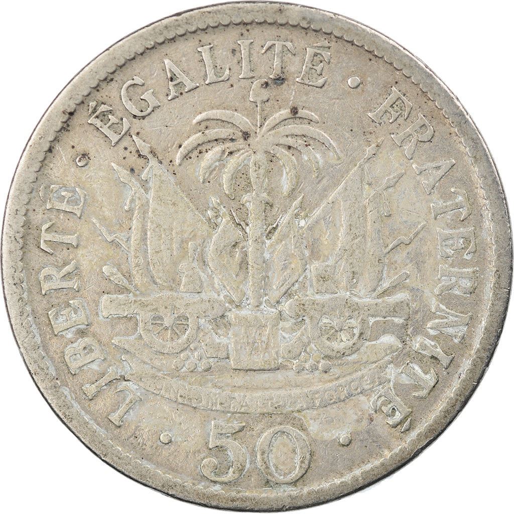 Haiti | 50 Centimes Coin | General Pierre Nord-Alexis | Cannon | Km:56 | 1907 - 1908