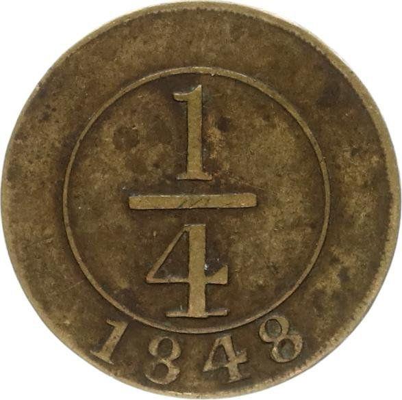 Dominican Republic | 1/4 Real Coin | Brass | Km:2 | 1848