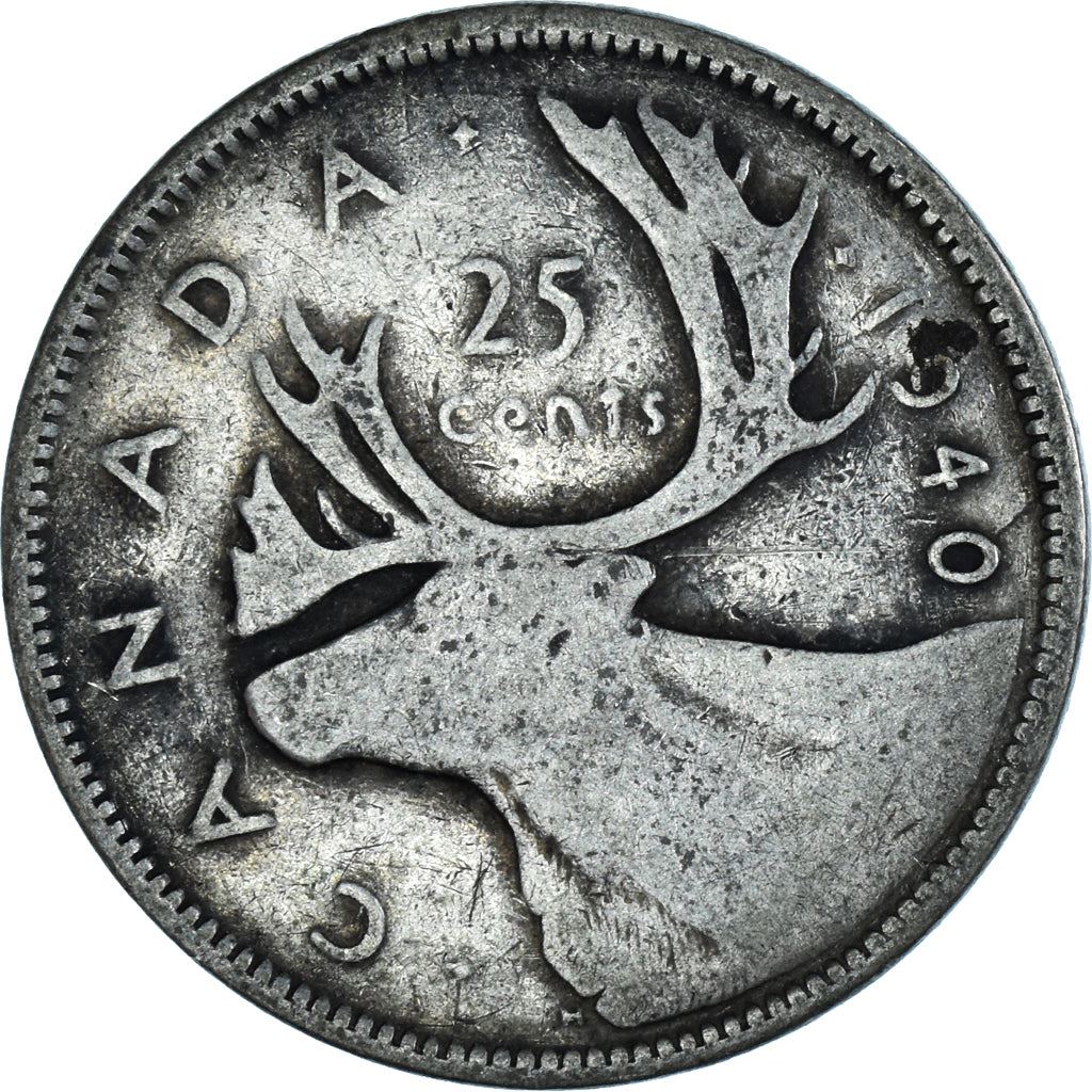Canada 25 Cents Coin | King George VI | Reindeer | KM35 | 1937 - 1947