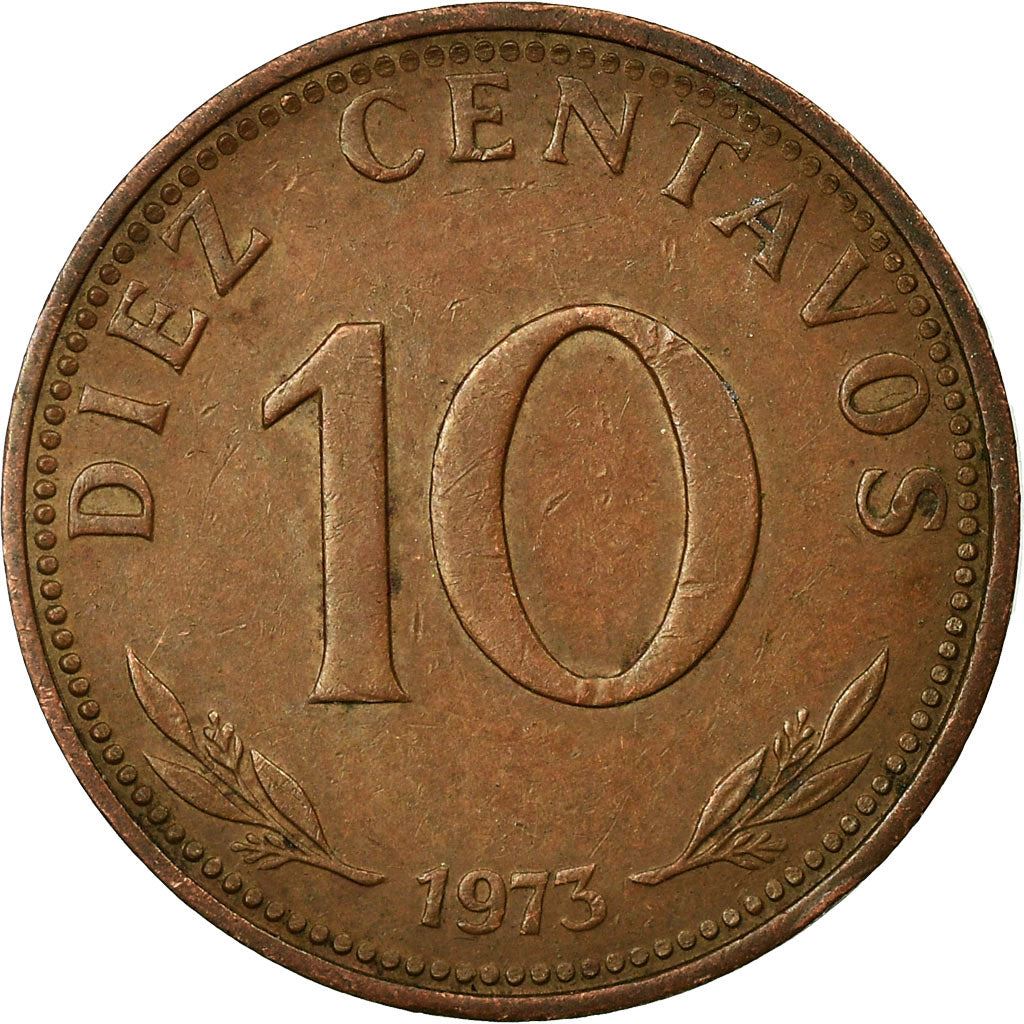 Bolivia | 10 centavos | Verkoperstalen kern met koperlaag | Wapen | KM:188 | 1965-1973