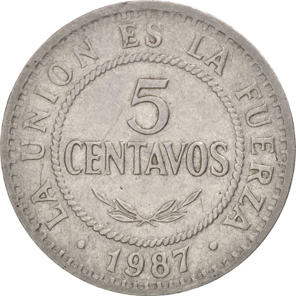 Bolivia | 5 Centavos | Stainless steel | Coat of Arms | KM:201 | 1987