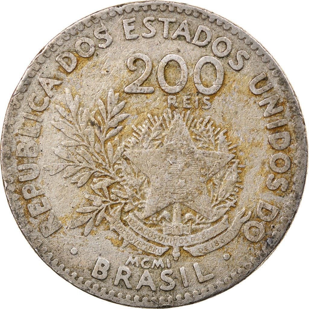 Brazil | 200 Reis Coin | Liberty | Km:504 | 1901