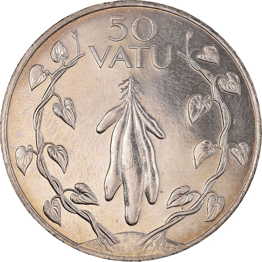 Vanuatu | 50 Vatu Coin | Melanesian Warrior | Yam | Km:8 | 1983 - 2009