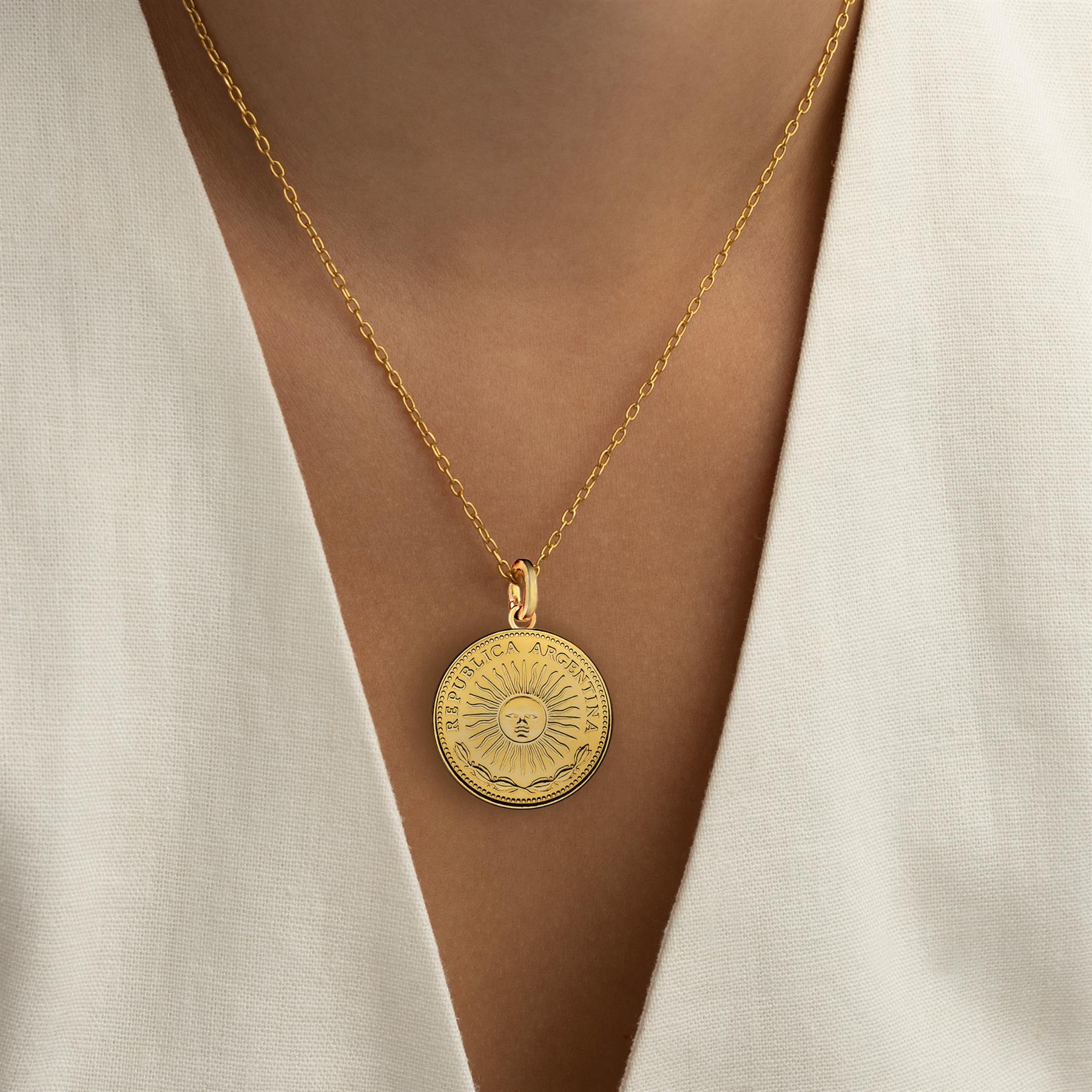 Argentinian 1 Peso Coin Charm | 925 Sterling Silver 18K Gold Plated | 1992 - 2009