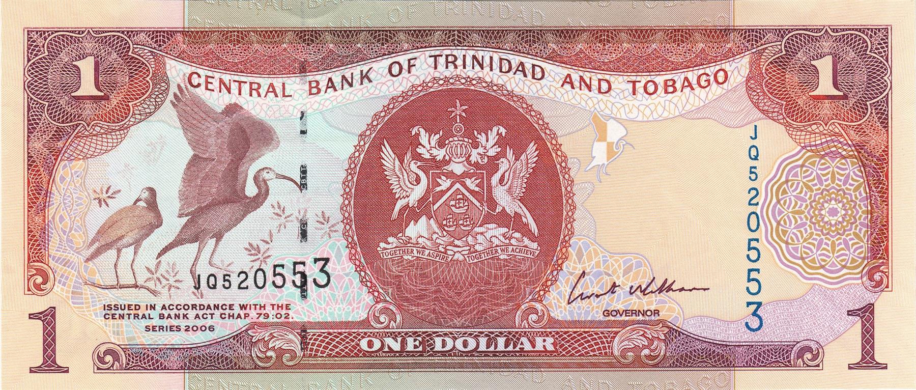 Trinidad And Tobago | 1 Dollar Banknote | 2006 | Scarlet Ibis | Eric Williams Finance Building | Port of Spain | Point Lisas Industrial Estate