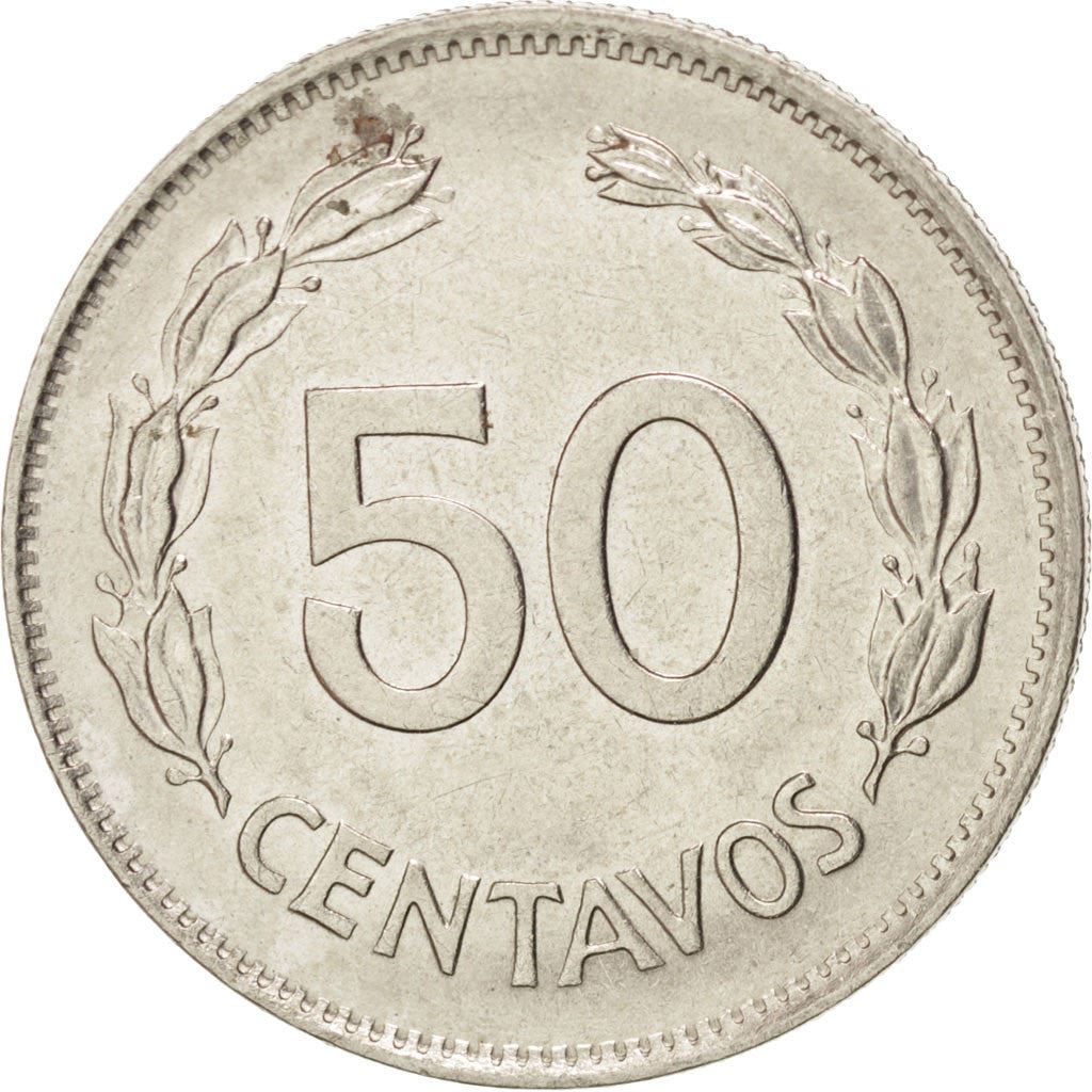 Ecuador | 50 Centavos | Nickel clad steel | Coat of Arms | KM:81 | 1963-1982