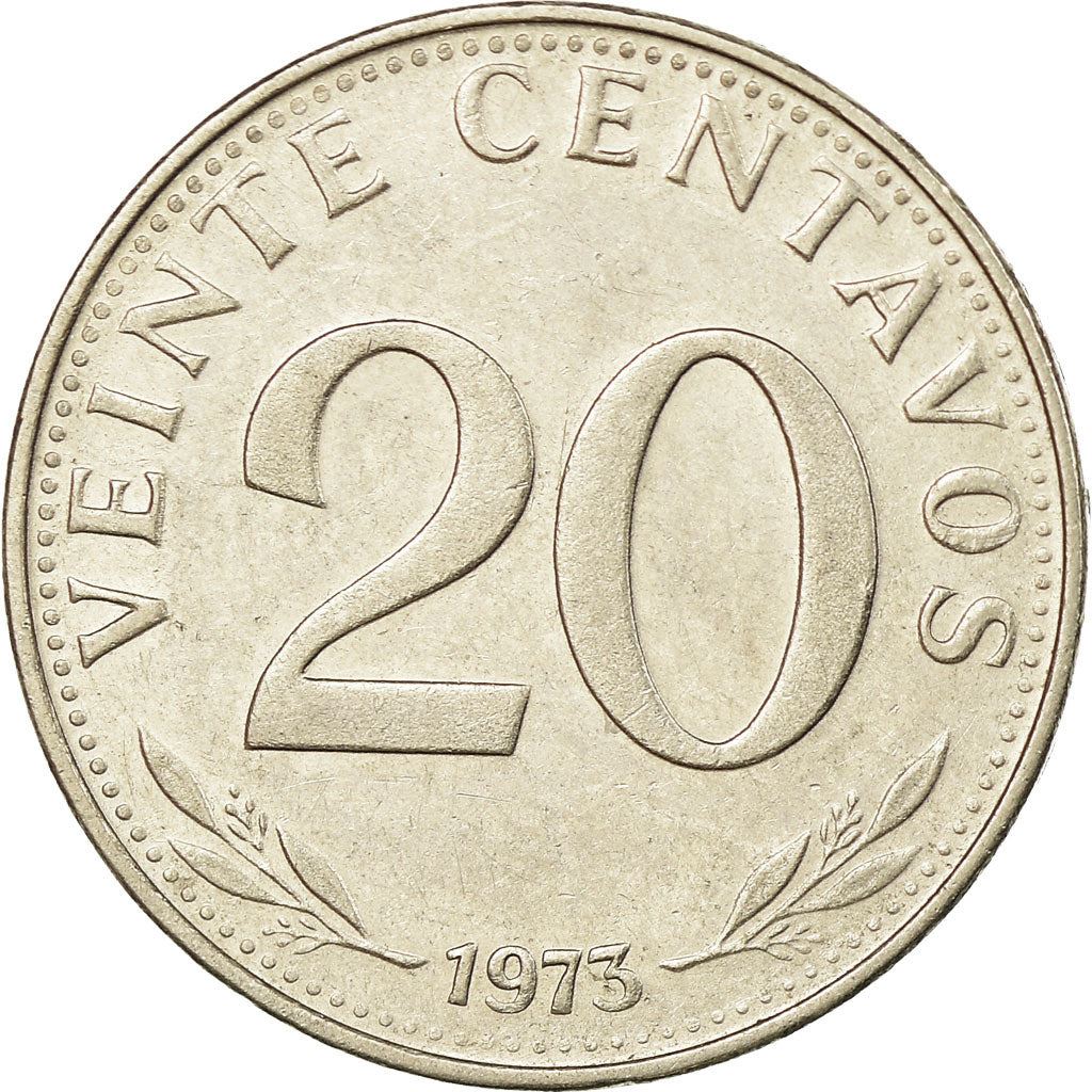 Bolivia | 20 Centavos | Nickel clad steel | Coat of Arms | KM:189 | 1965-1973