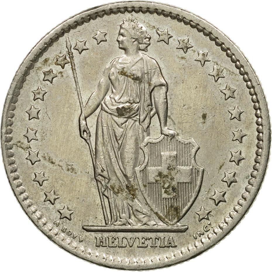 Switzerland | Swiss | 2 Francs Coin | Helvetia | KM21a | 1968 - 2021