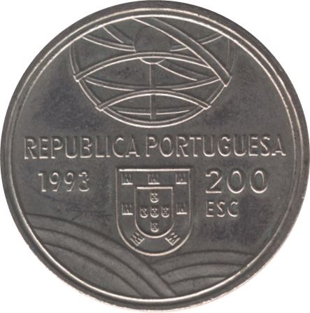 Portugal | 200 Escudos Coin | Rifle Espingarda | Cvalry Man | KM666 | 1993