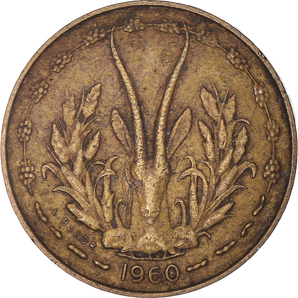 Western African States | 5 Francs Cfa Coin | Emblem of Central Bank | Gazelle | Km:2 | 1960